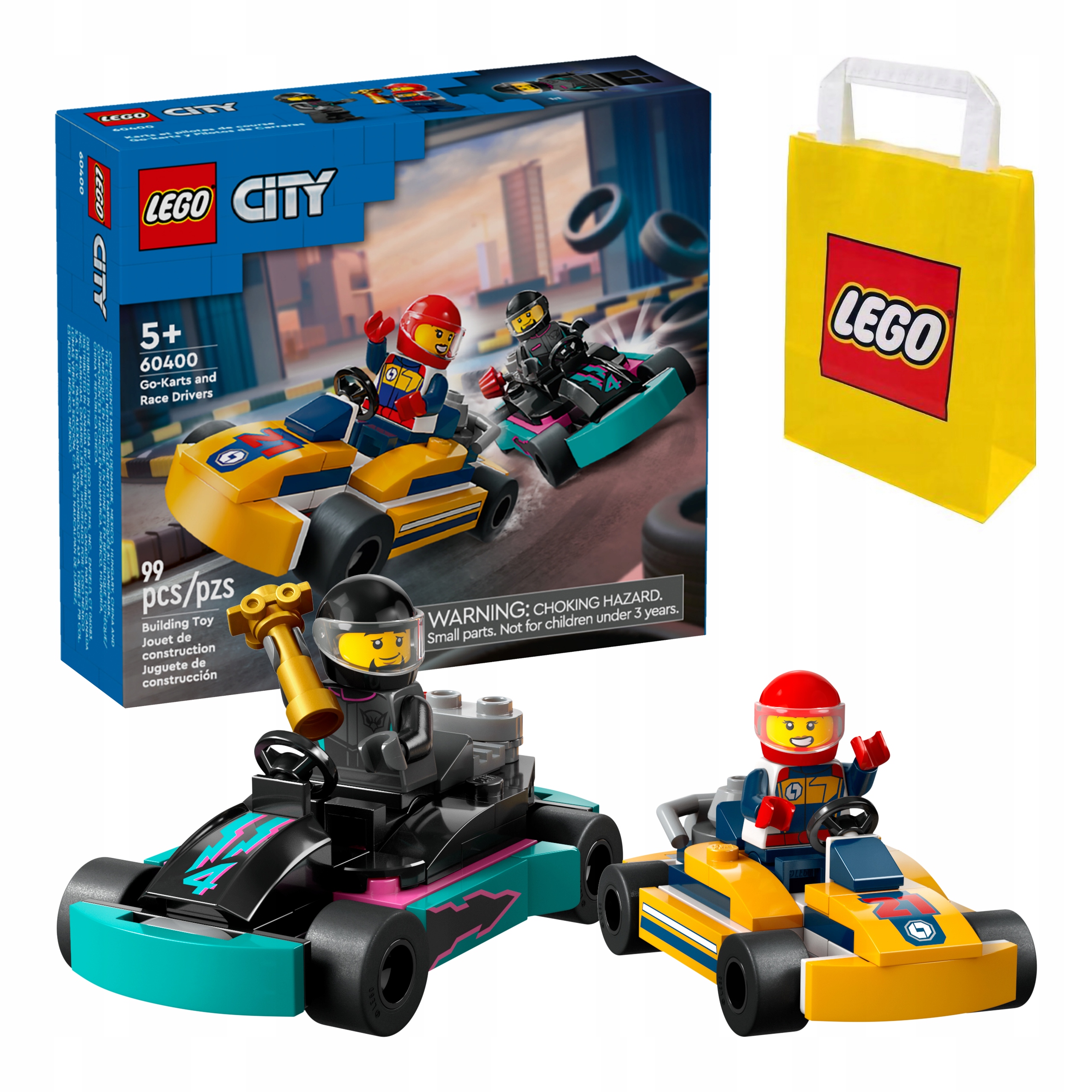 LEGO City - Motokáry a pretekári (60400) Racing + Darčeková taška
