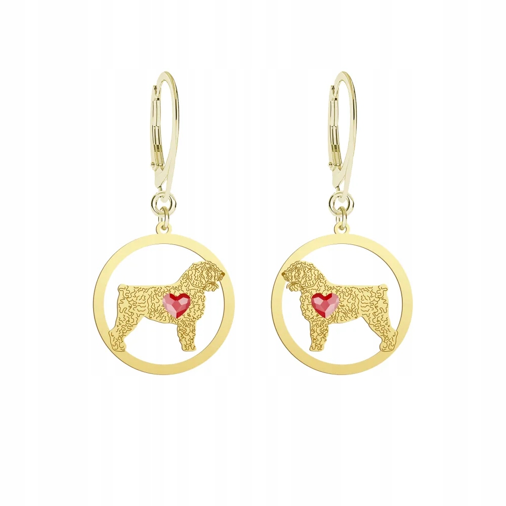 Náušnice Zlaté se psem Španělský vodní pes 925 Dárek Gravírování Bonus
