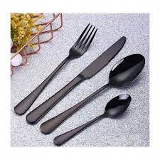 EKSKLUZYWNE Sztućce PREMIUM 200SZT CZARNE WIELORAZOWE PLASTIKOWE Materiał plastik