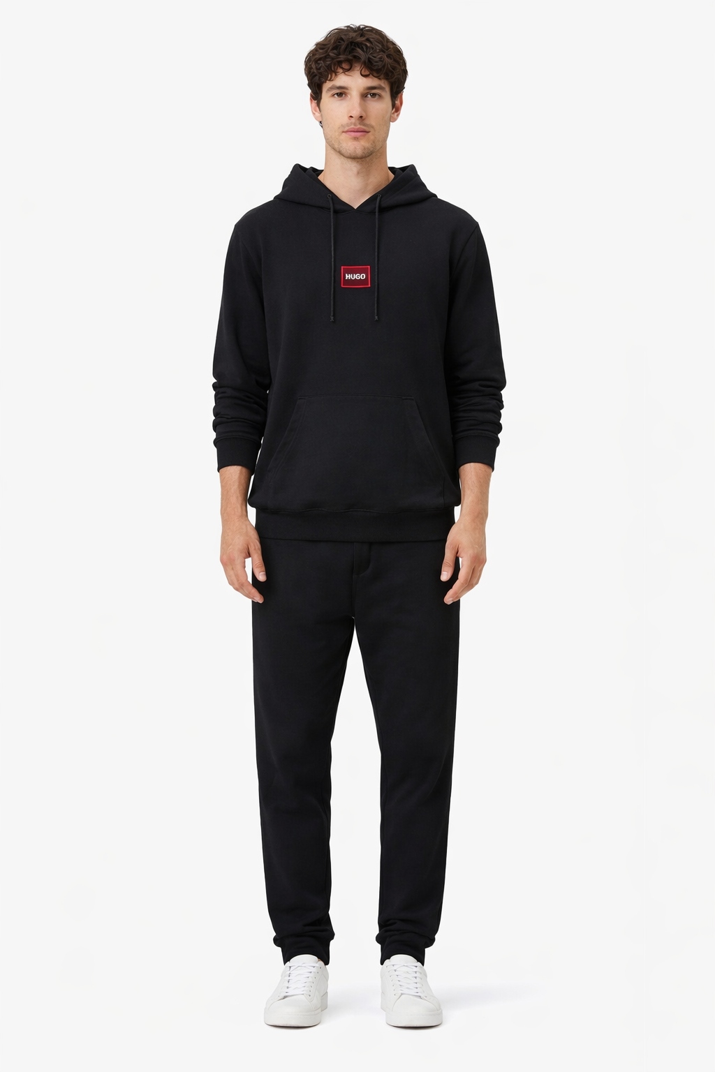 Hugo Černá Mikina S Kapucí S Červeným Logem A Kapsou M I3D