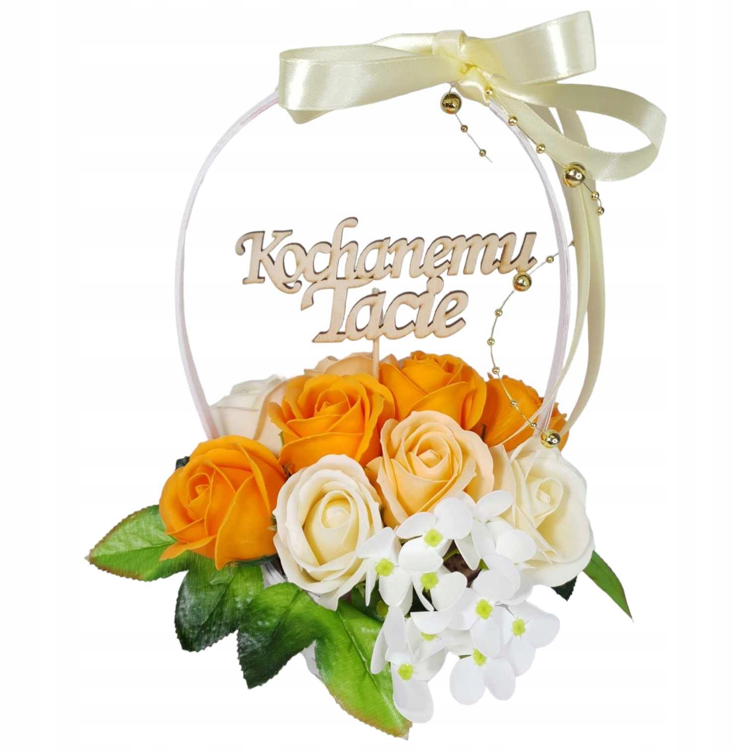 Bukiet kosz upominkowy róże mydlane kwiaty prezent topper GRATIS do wyboru Stan opakowania oryginalne