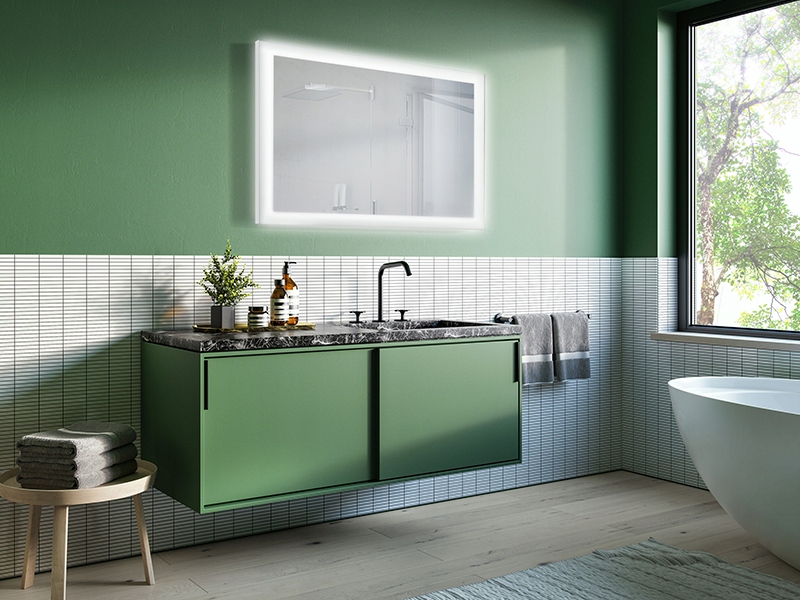 RUKE ŁAZIENKOWE RING LED LUSTRO NA ZAMÓWIENIE Szerokość 400 mm