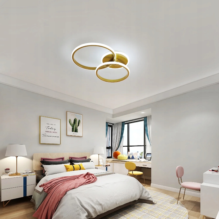 LAMPA SUFITOWA LED PLAFON RING LAMPA WISZACA ZŁOTA 6500K OKRĄGŁY NOWOCZESNA Długość/wysokość 52 cm