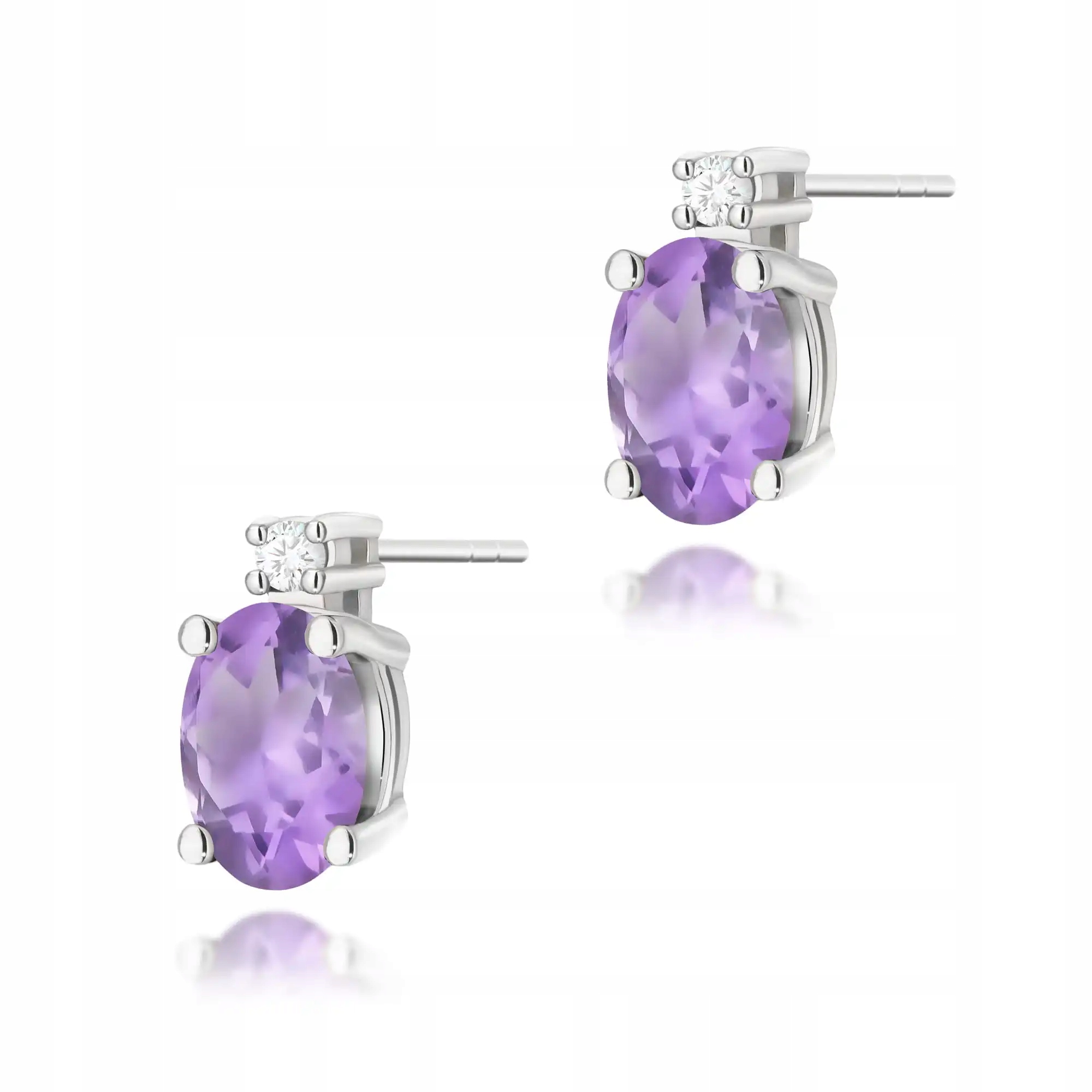 Dámské zlaté náušnice 585 s ametystem 0,40ct bílé zlato, módní pro ni