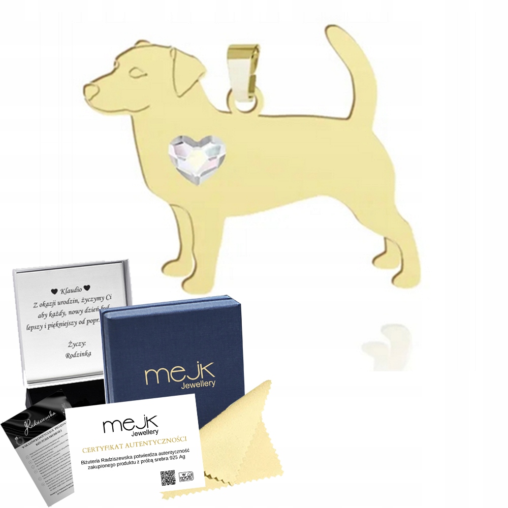 Zlatý přívěsek 925 s psem Jack Russell teriér s krátkosrstým Dárek Gravírování
