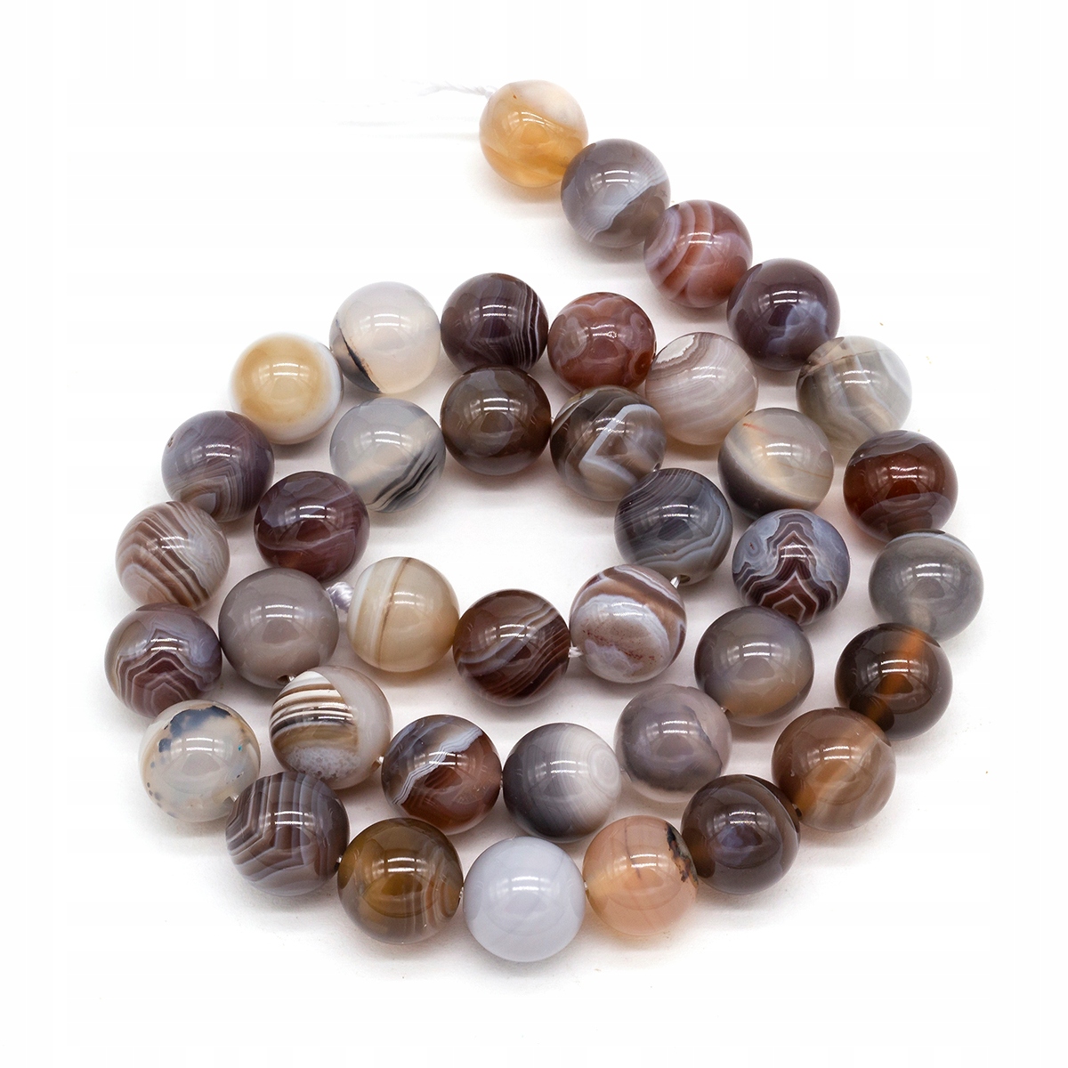Korálky Přírodní Achát Botswana, Kulaté, 10mm, Otvor: 1mm, 36 Ks/36cm/nit