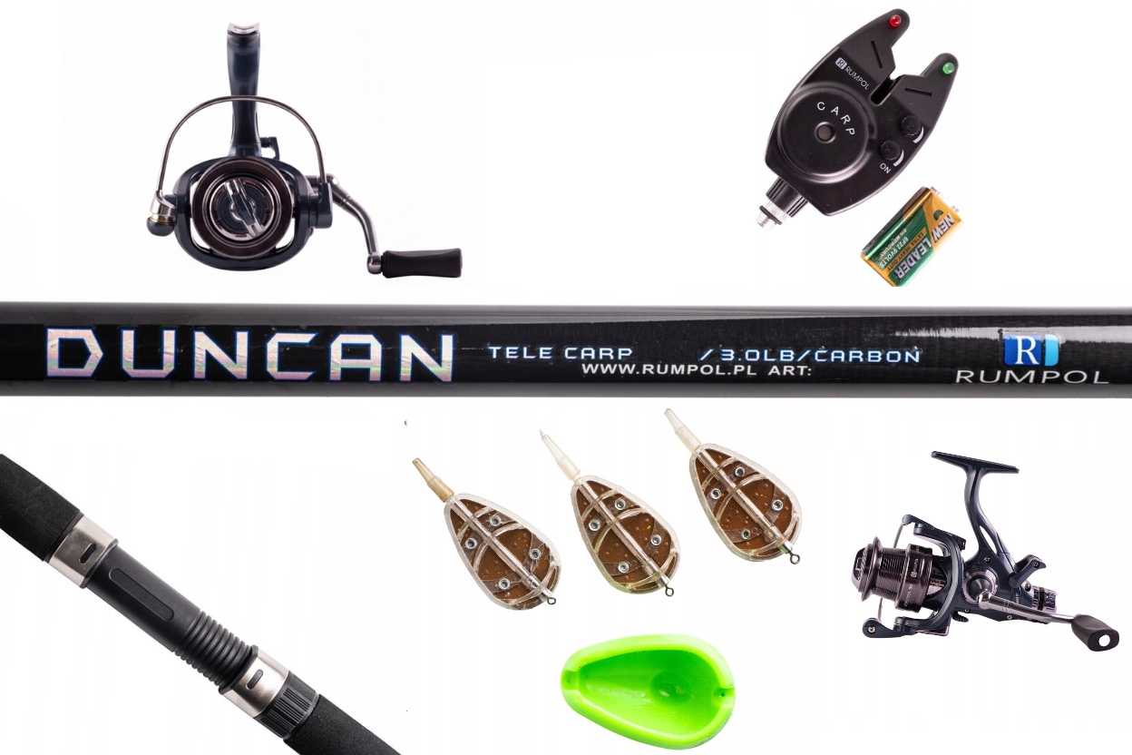 Kaprový Set: Prut Duncan 3.6 M Naviják Signalizátor Košíky