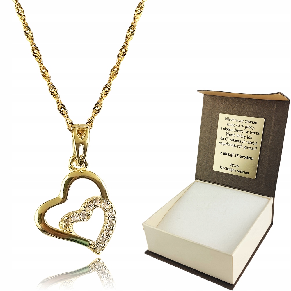 

Złoty Łańcuszek z Serduszkiem Srebro 925