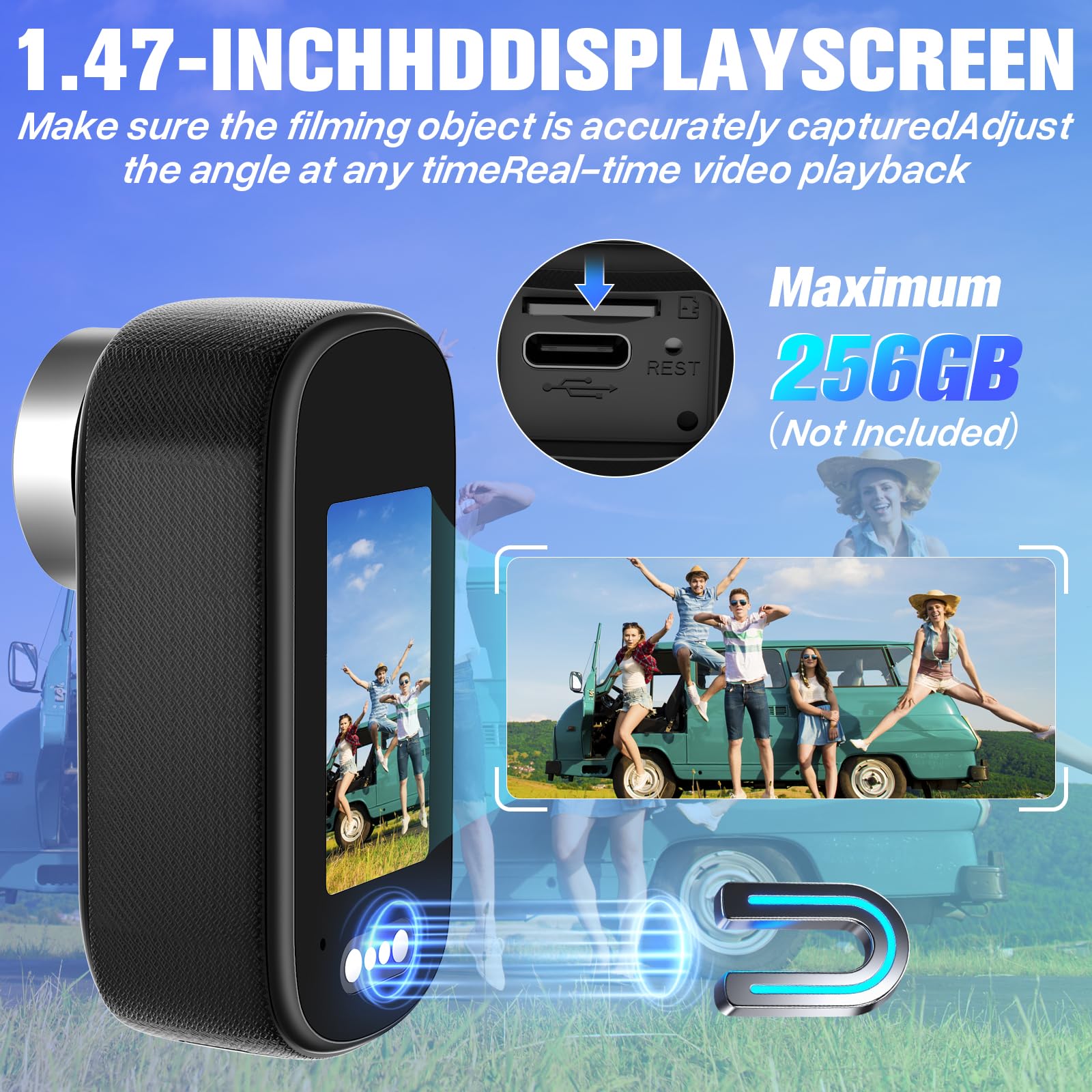 PUDET LUO 4K WiFi Sportowa Kamera Akcji z 1.47" Wyświetlaczem — miniatura 2
