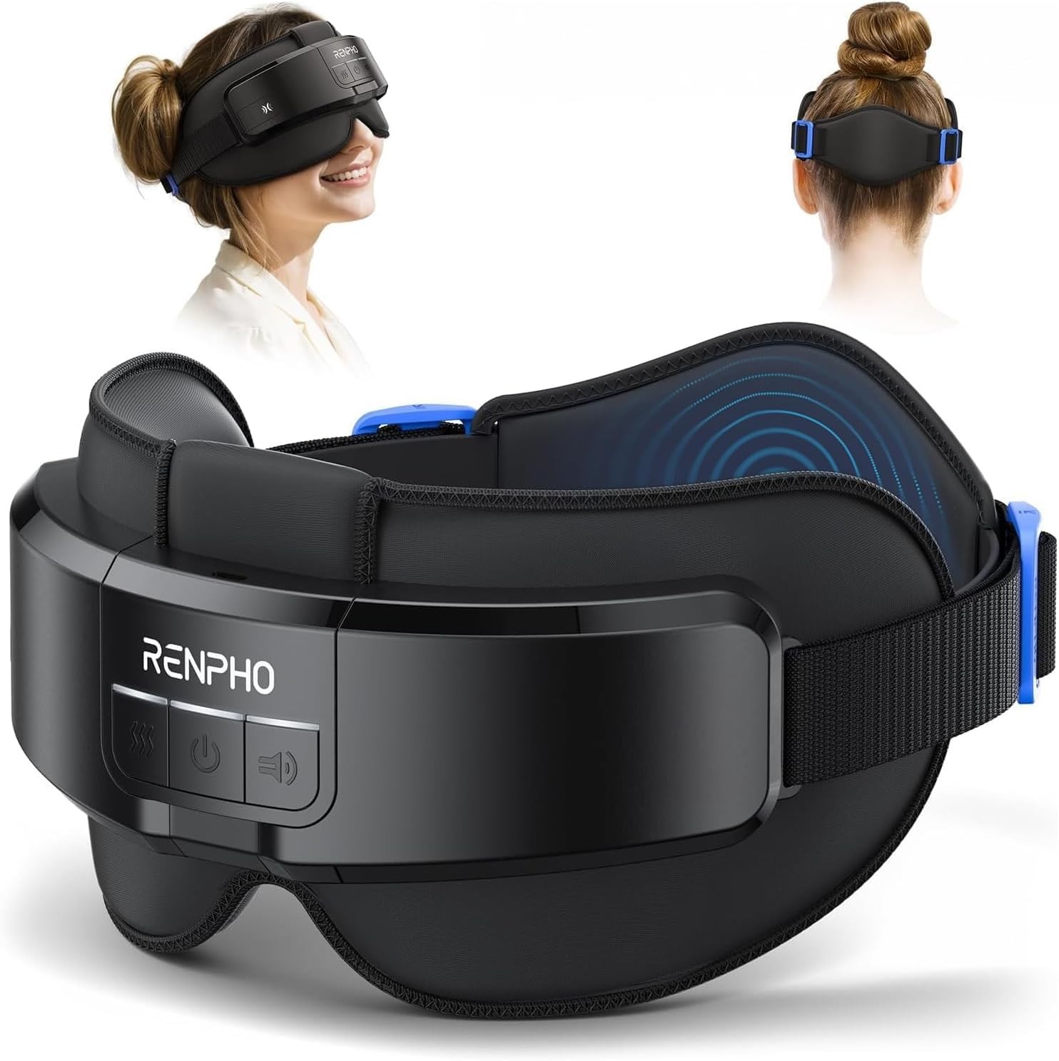 Masażer Głowy I Oczu Renpho Termoterapia Kompresja 3D Bluetooth Czarny