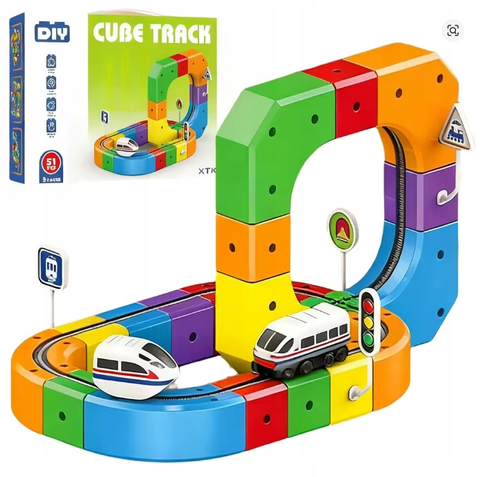Klocki konstrukcyjne pociąg Magic Train 51 el prezent