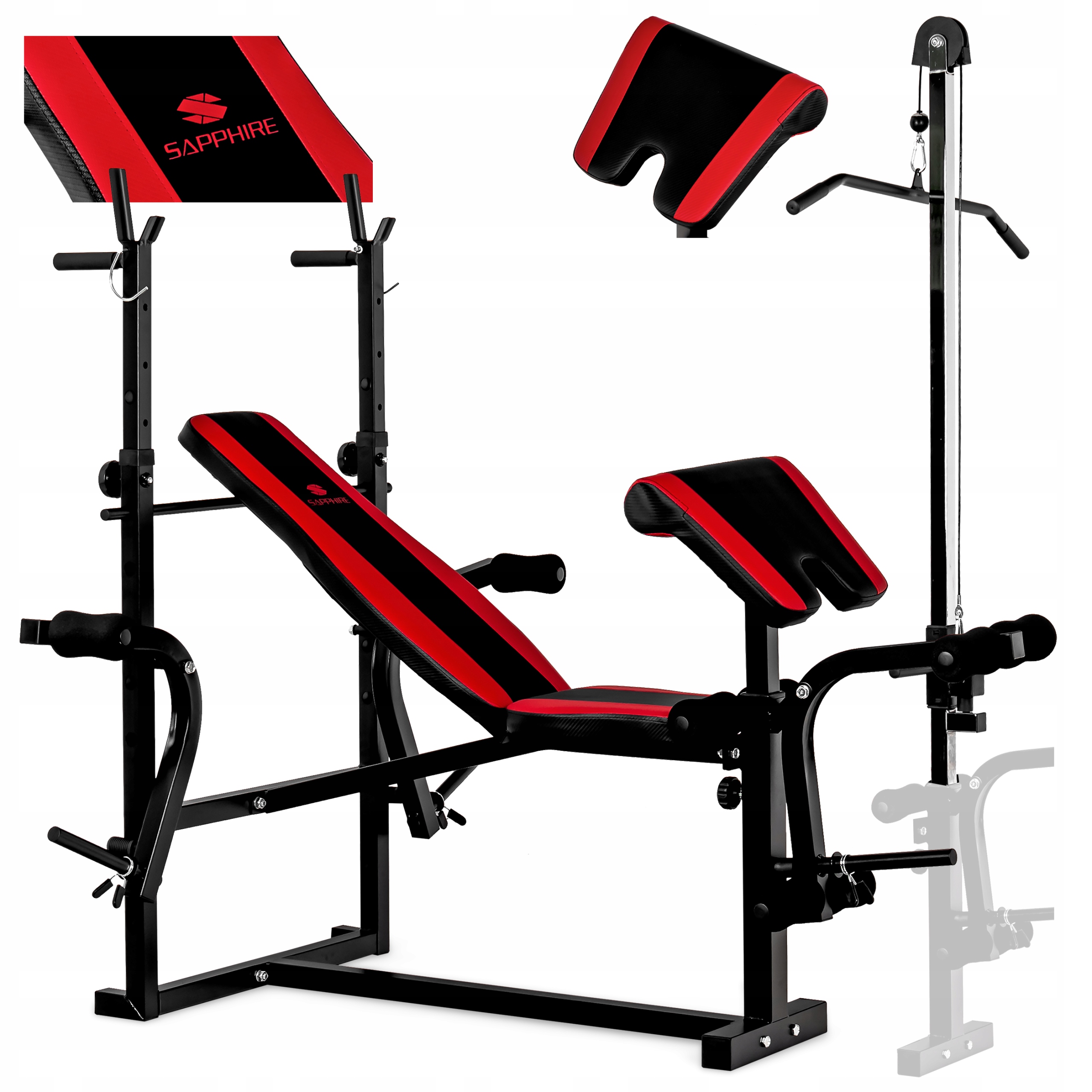 Ławka Do Ćwiczeń regulowana Treningowa ze Stojakami pod sztangę Wyciąg