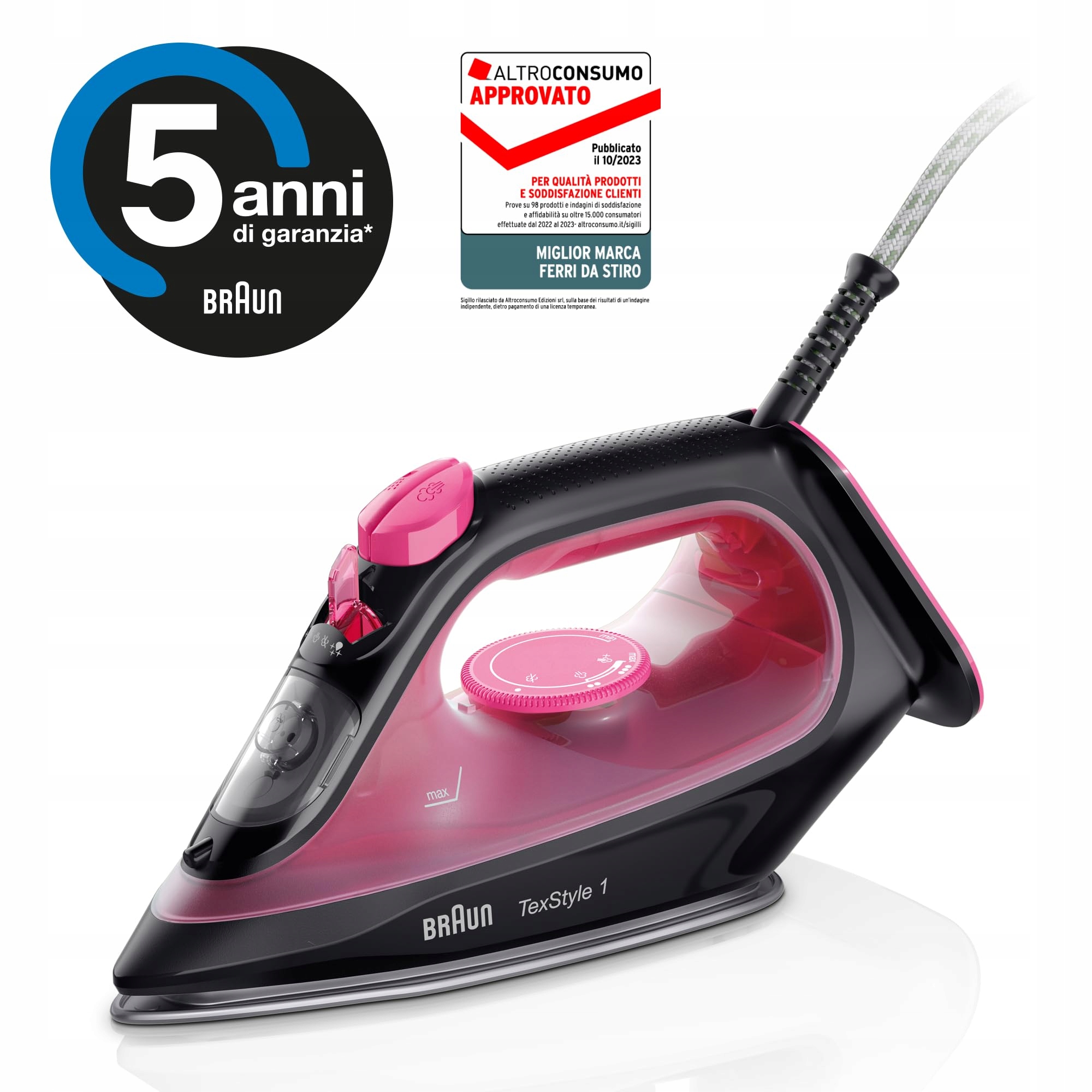 BRAUN TexStyle 1 Żelazko 2000W SuperCeramic Precyzyjna Końcówka 220ml Eco — miniatura 3