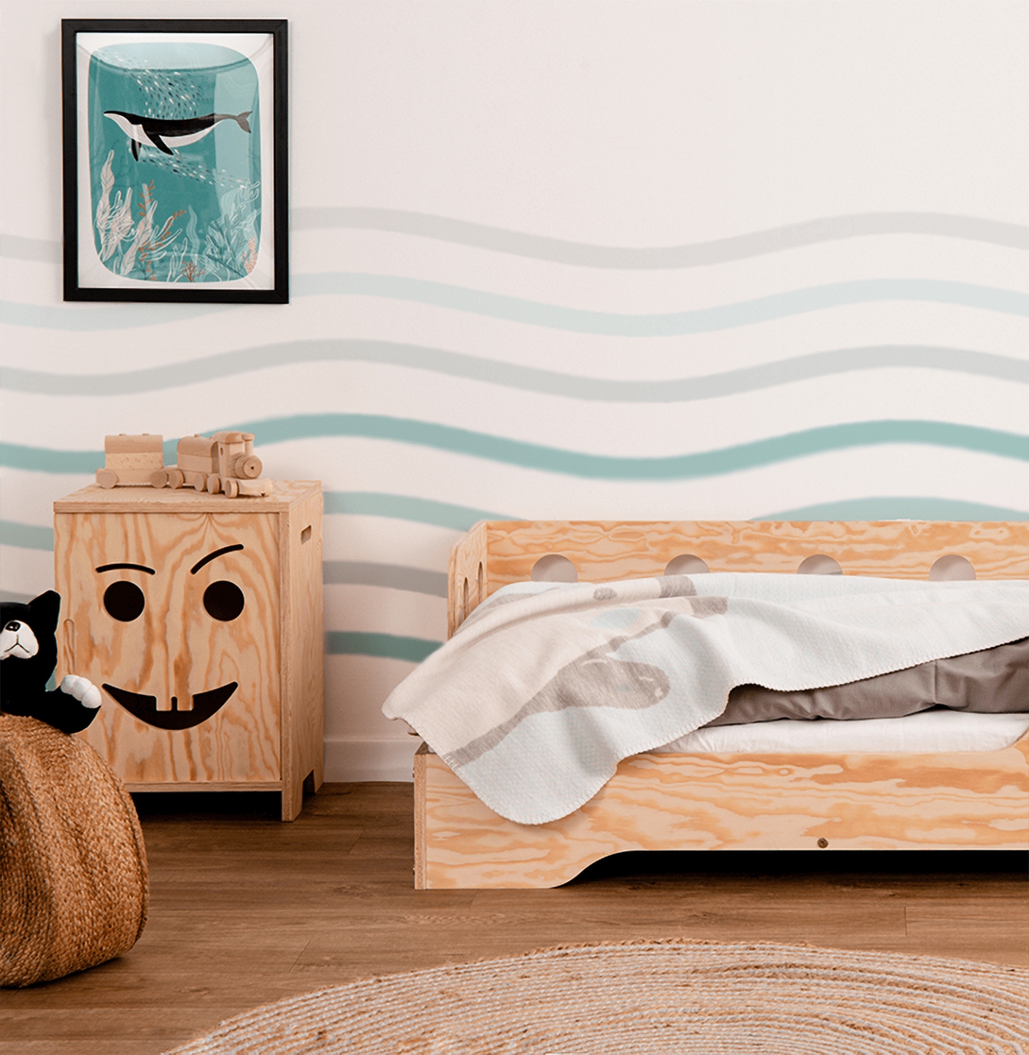 Szafka nocna dla dzieci KAPI 1 NATURALNE EKO SOSNA Kolekcja KAPI 1