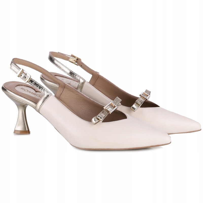 Dámské lodičky s odkrytou patou Bombonella 1T 01 216 1003 Cream-gold VEL..39