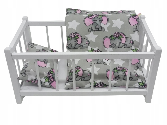 ŁÓŻECZKO DLA LALKI LALEK DREWNIANE BIAŁE POŚCIEL