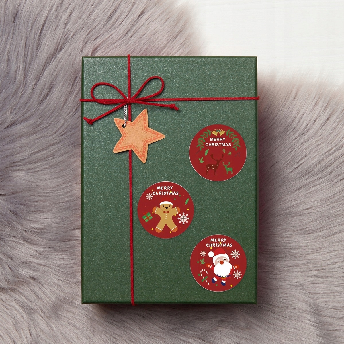 NAKLEJKI ŚWIĄTECZNE NA PREZENTY WESOŁYCH ŚWIĄT MIKOŁAJ 8szt R8 Marka inna