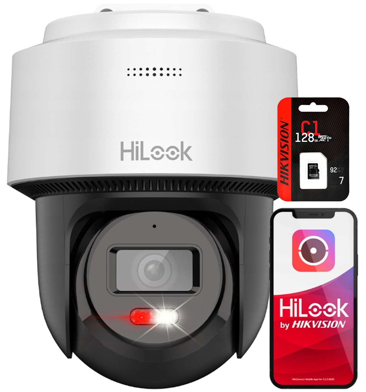 Otočná kamera HiLook Ip 4Mpx Audio Reproduktor Ir+led Detekcia Ai Sd 128 Gb
