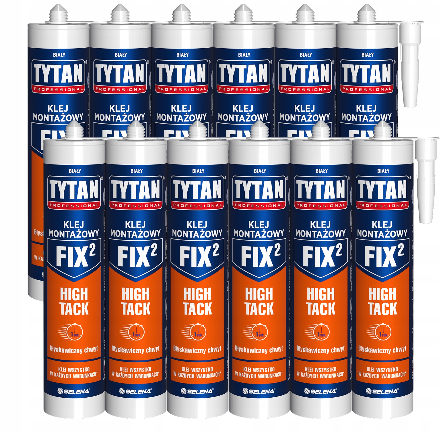12xTYTAN Fix² High Tack Klej Montażowy Biały 290ml Karton