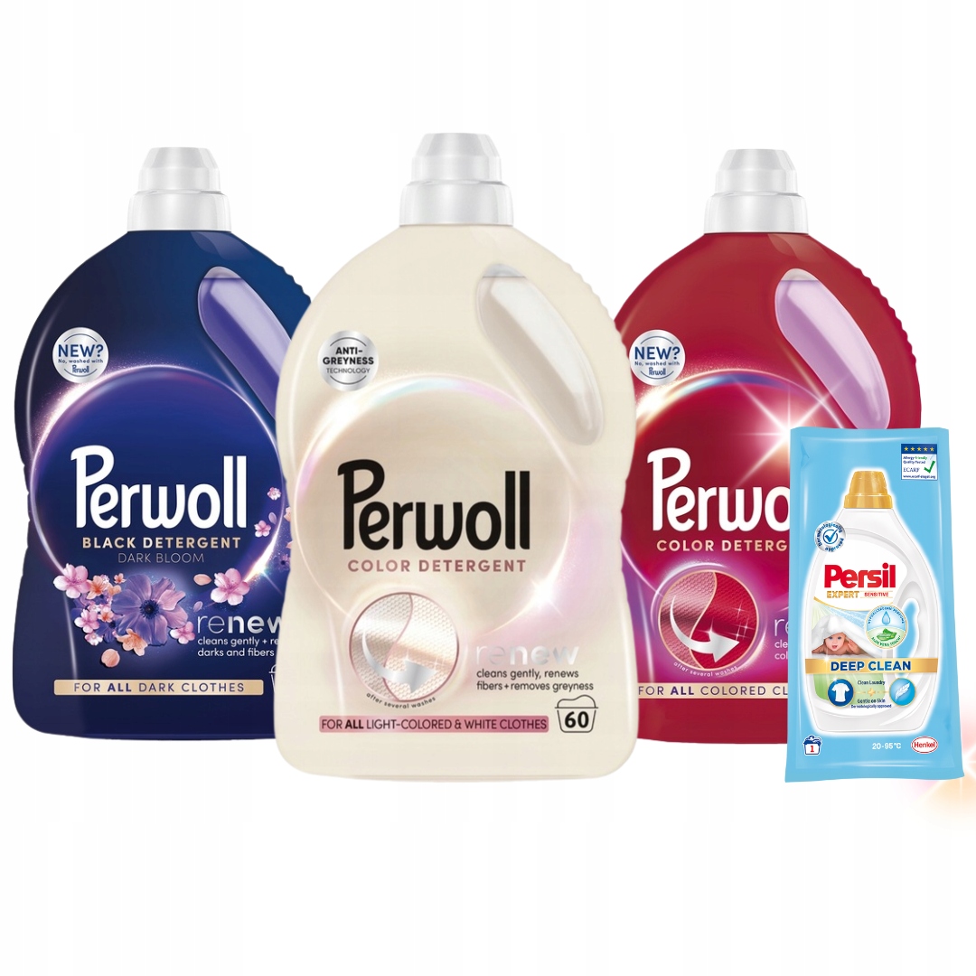 Perwoll Renew Tekutý prací prostředek Color Black Light Mix 3 x 3 l Dárek