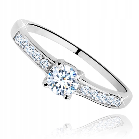 Pierścionek srebrny 925 rodowany zaręczynowy srebro próba 925