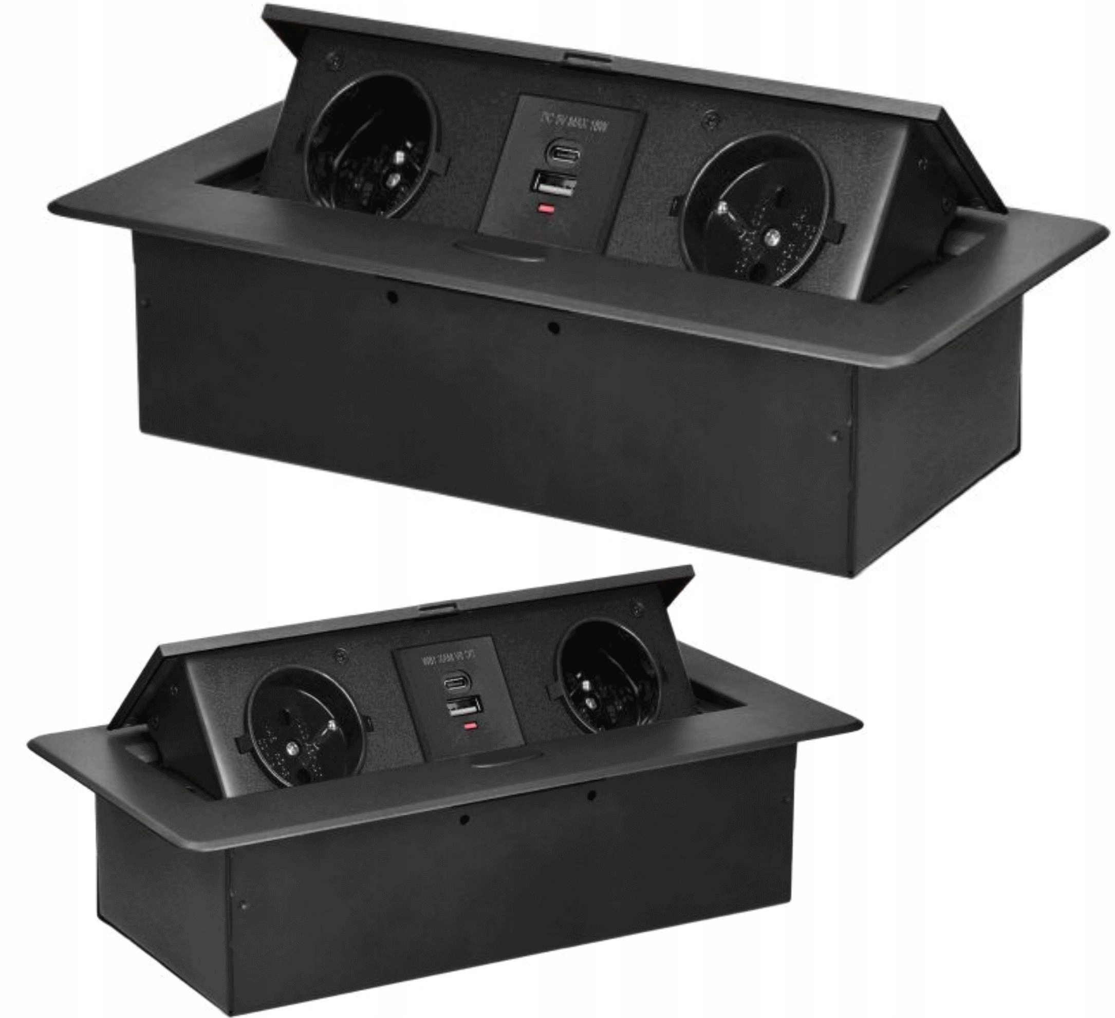 Výklopný blok zapuštěný Orno OR-GM-9034/GR, 2x 230V, 2x Usb (a+c type; 3.6A