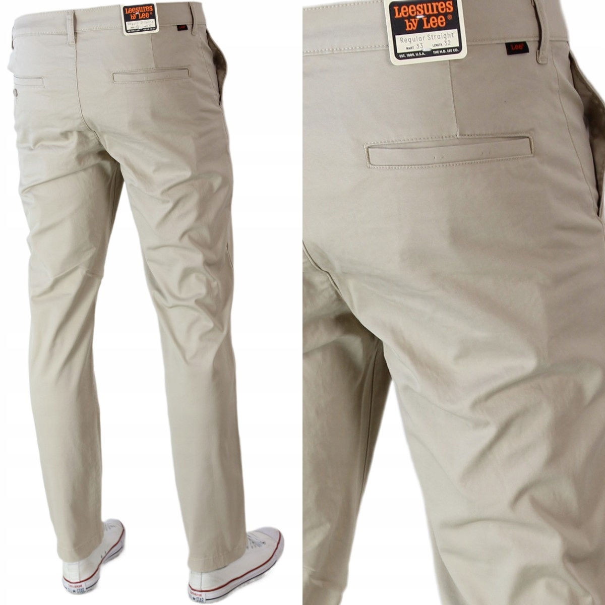 Lee Chino Spodnie Regular Jeansy "stone Beige' W36 L32
