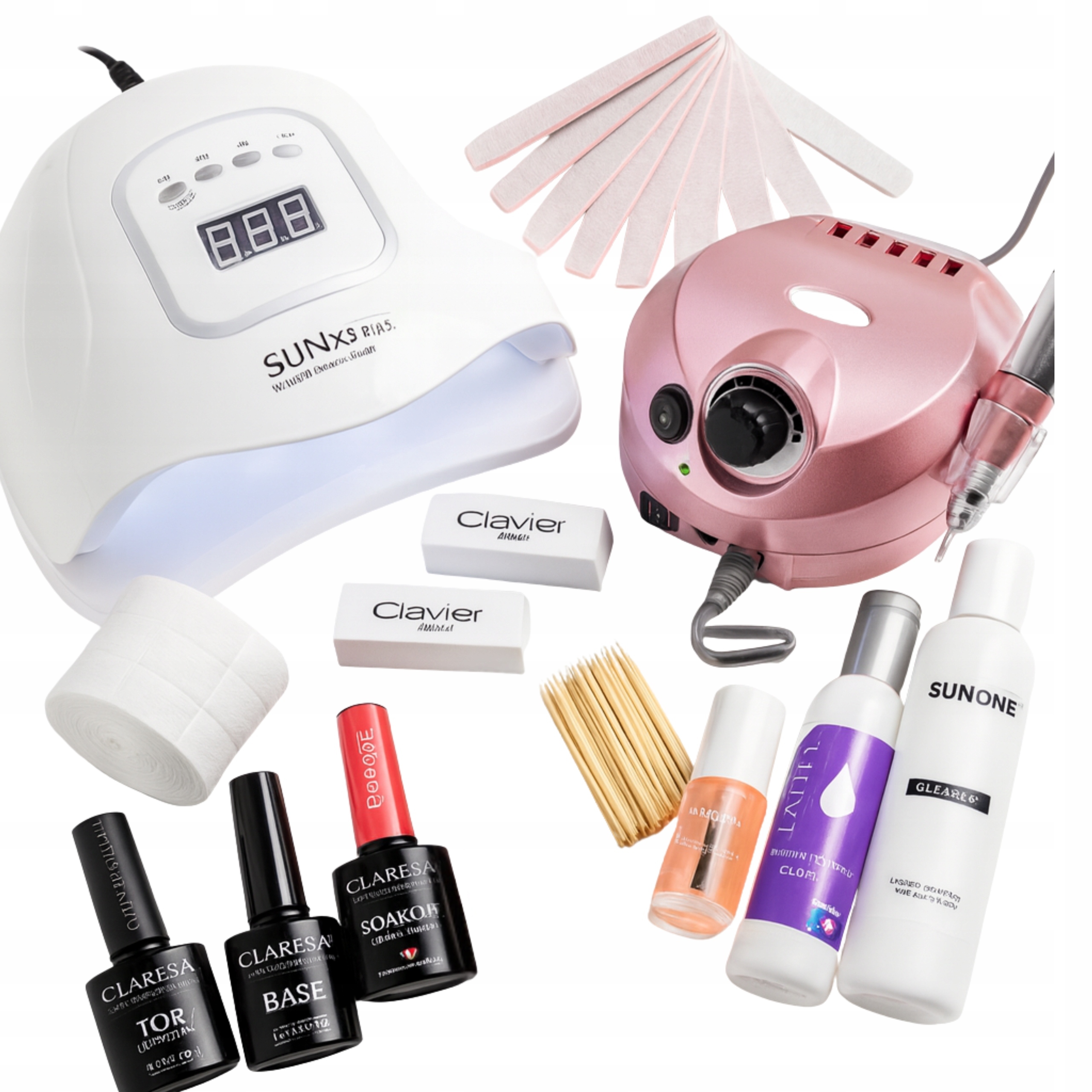 Zestaw Do Hybryd Manicure Pedicure Lampa Uv 80W Frezarka 65W Gratisy