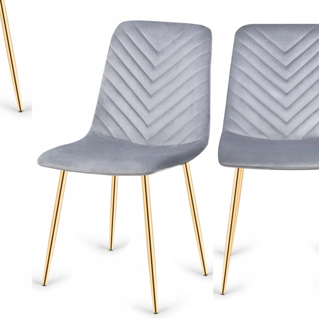 Krzesło tapicerowane szare welur do salonu kuchni jadalni pikowane Trio