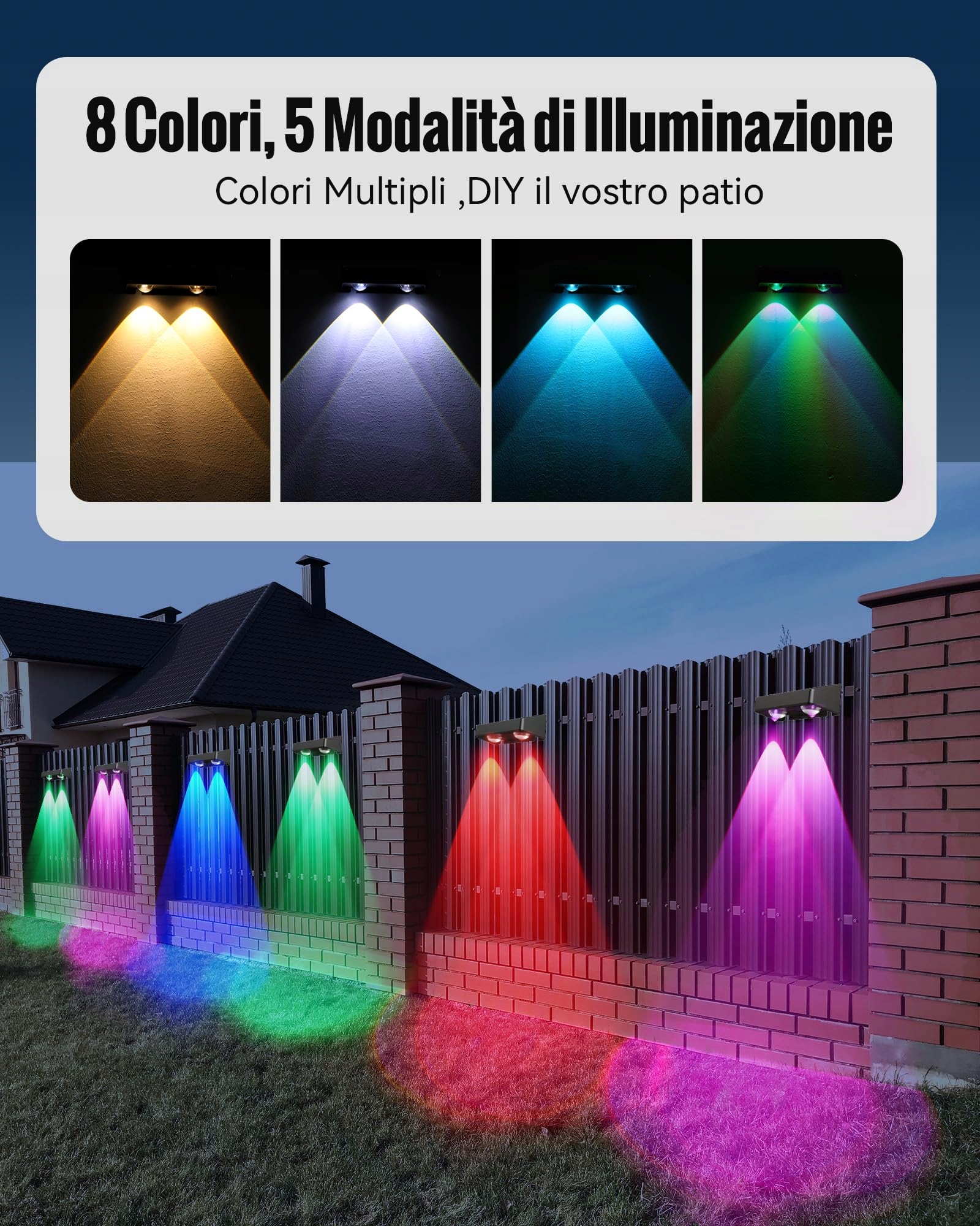 AGPTEK Lampy Solarne Zewnętrzne 8 Kolorów RGB IP65 8 Sztuk — miniatura 3