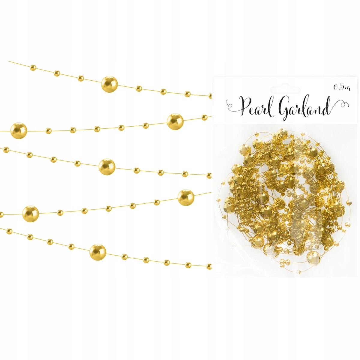 GIRLANDA PERŁOWA Na KOMUNIĘ - Złote 6,5m