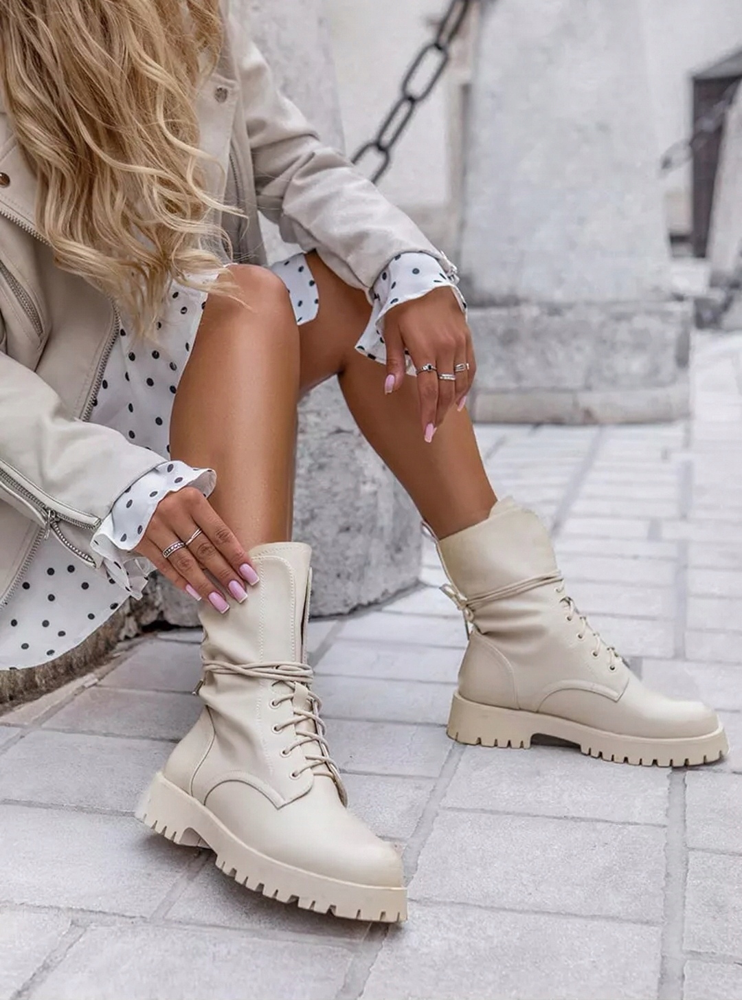 BEŻOWE TRAPERKI WORKERY BOTKI DAMSKIE 39 Rozmiar 39