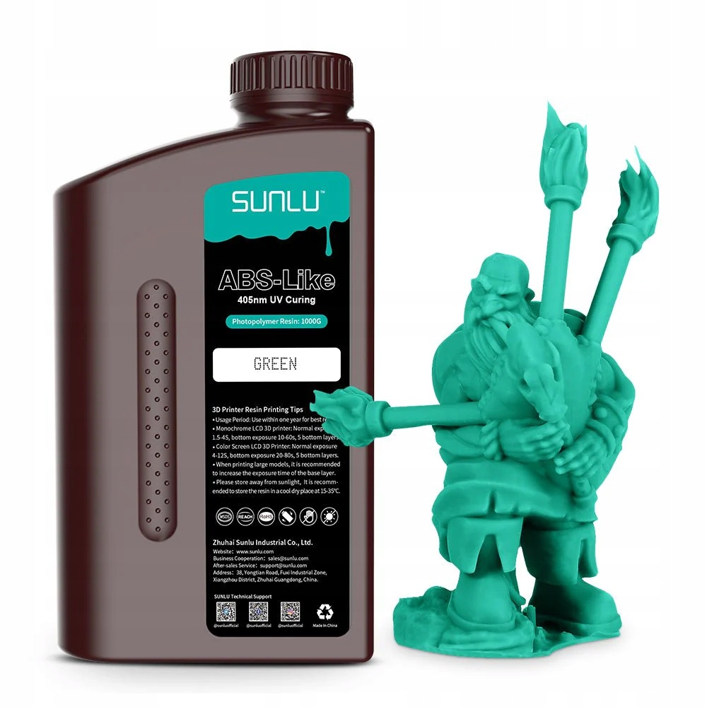 Sunlu pryskyřice ABS-Like 3D Printer Rapid Resin 1000 g zelená