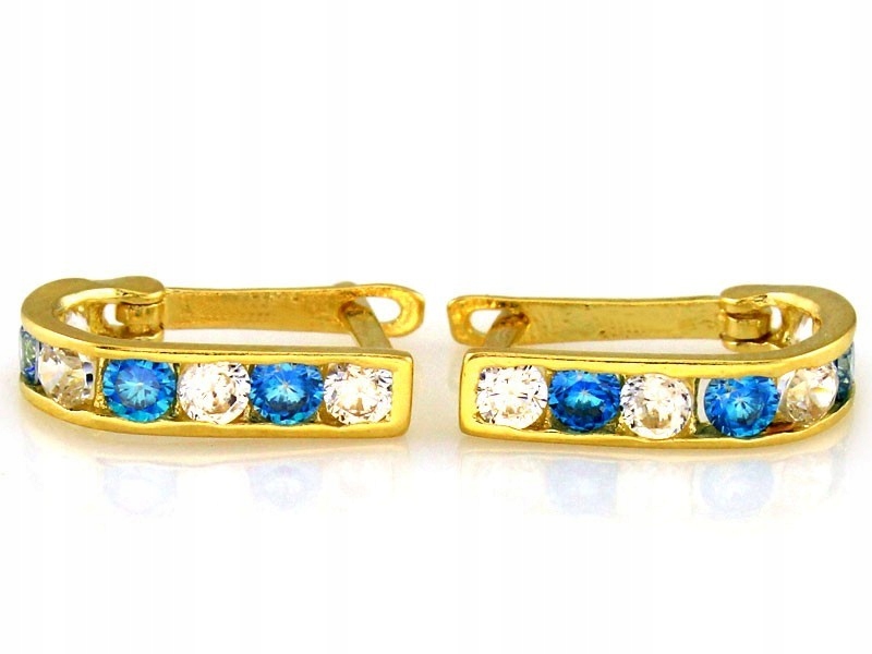 Elegantní zlaté náušnice 585 s modrými zirkony, váha 1.02 g, dětské