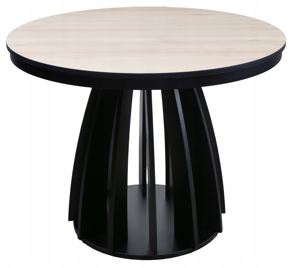 Rozkládací jídelní stůl Diciffy 100-140x100 cm buk s černou podstavou