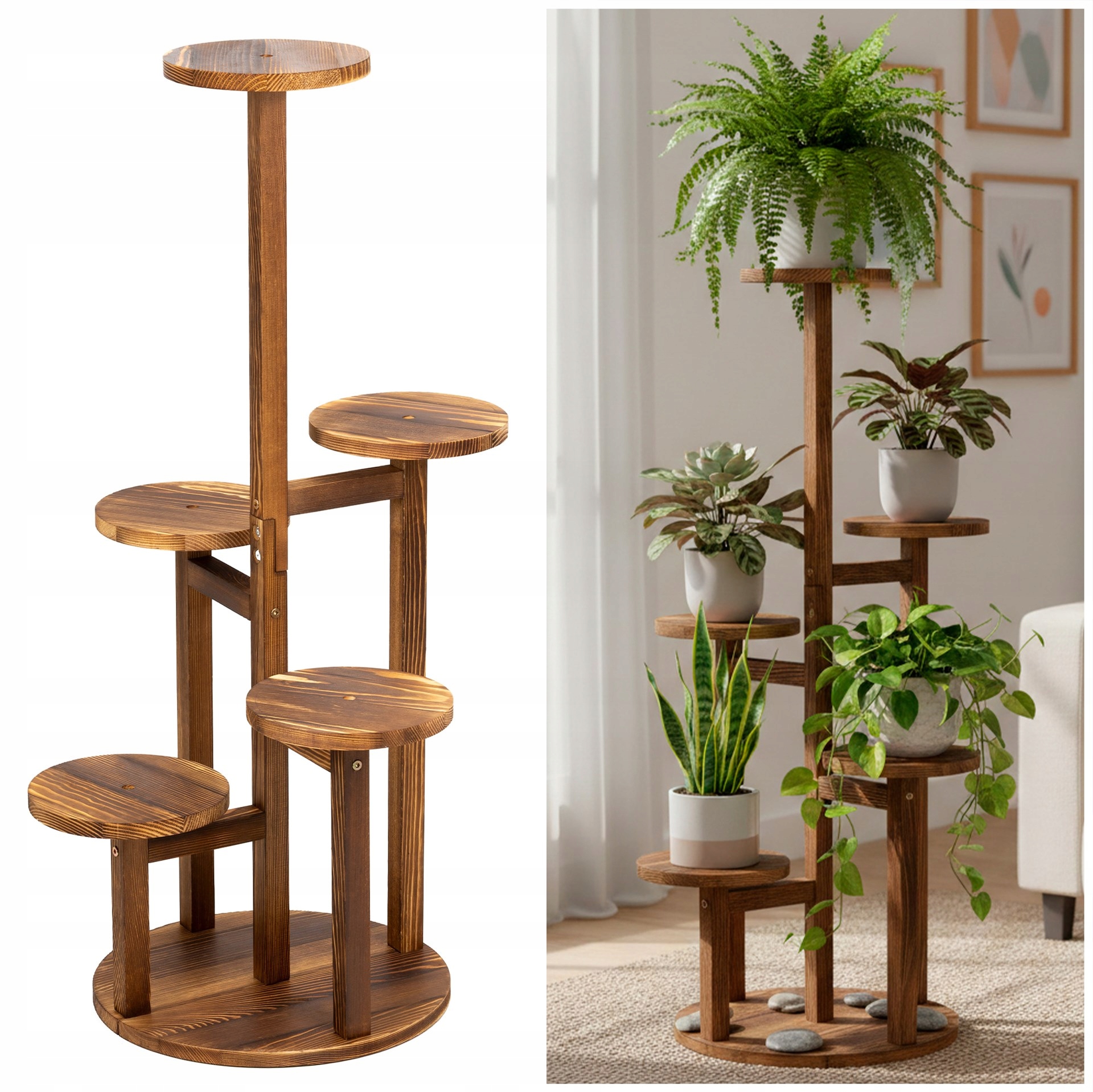 DREWNIANY KWIETNIK STOJAK NA KWIATY ROŚLINY 6 POZIOMÓW STOJĄCY REGAŁ LOFT Marka Springos