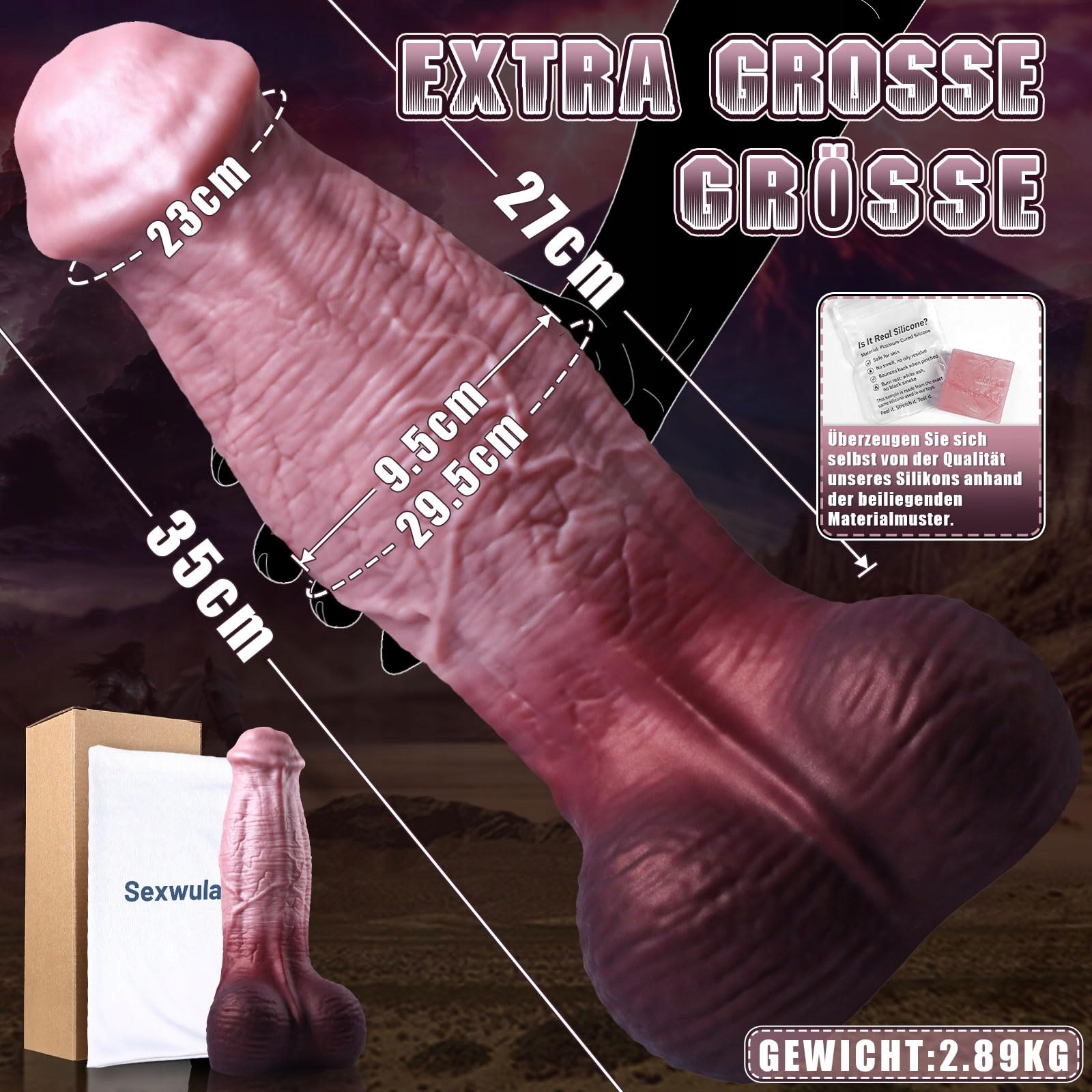 XXL HORSE Realistyczny Dildo 35 cm z Przyssawką Dla Doświadczonych — miniatura 5