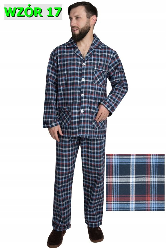 PIŻAMA MĘSKA BAWEŁNIANA BAWEŁNA TKANA r.3XL FORMAX Rękaw długi rękaw