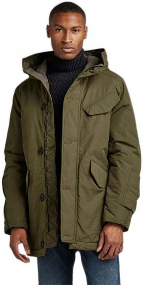 G-star Raw Zelená Pánská Bunda Parka S Kapucí A Kapsami XL 6BB