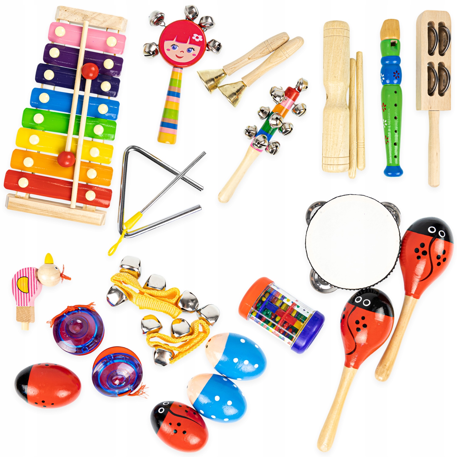 INSTRUMENTY MUZYCZNE DREWNIANE CYMBAŁKI DZIECI DUŻY ZESTAW XL MONTESSORI