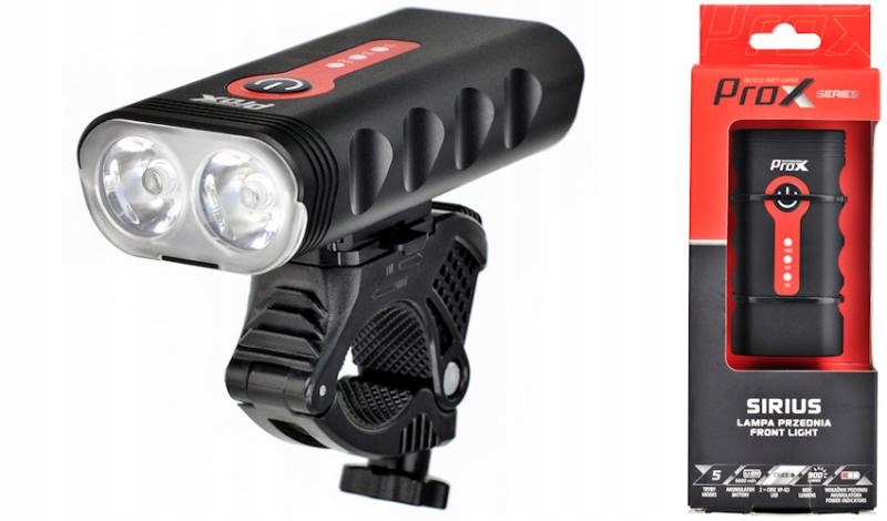 

Lampa Przód Prox Sirius 2xXP-G3, 900 Lm, 5200 mAh