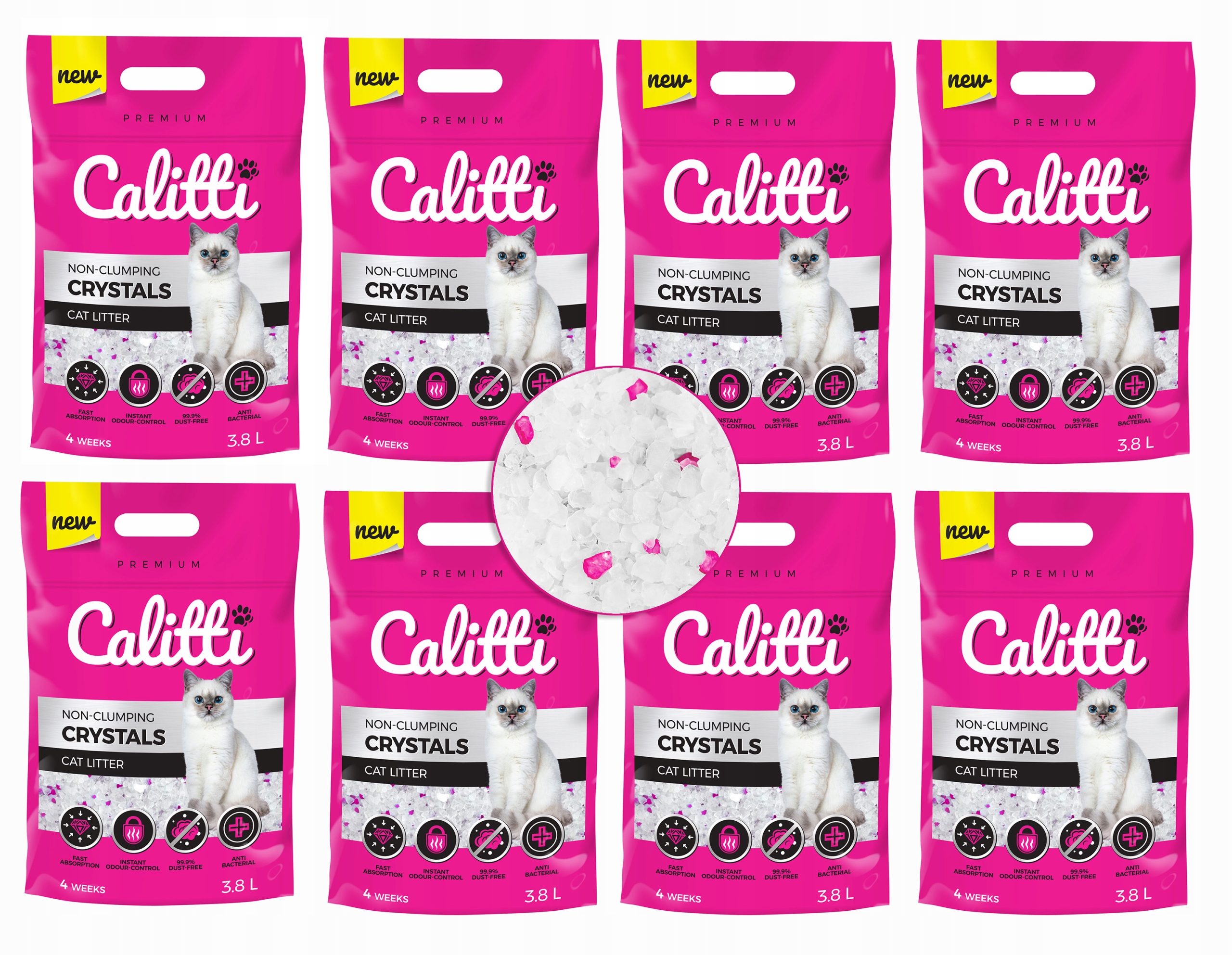 Levně Calitti Crystal silikonové stelivo 8x3,8 l