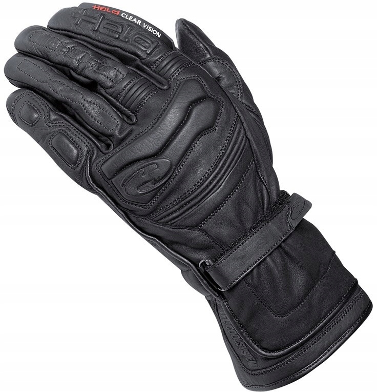 Motocyklové rukavice turistické kožené s dlouhým motorem černé Bonus