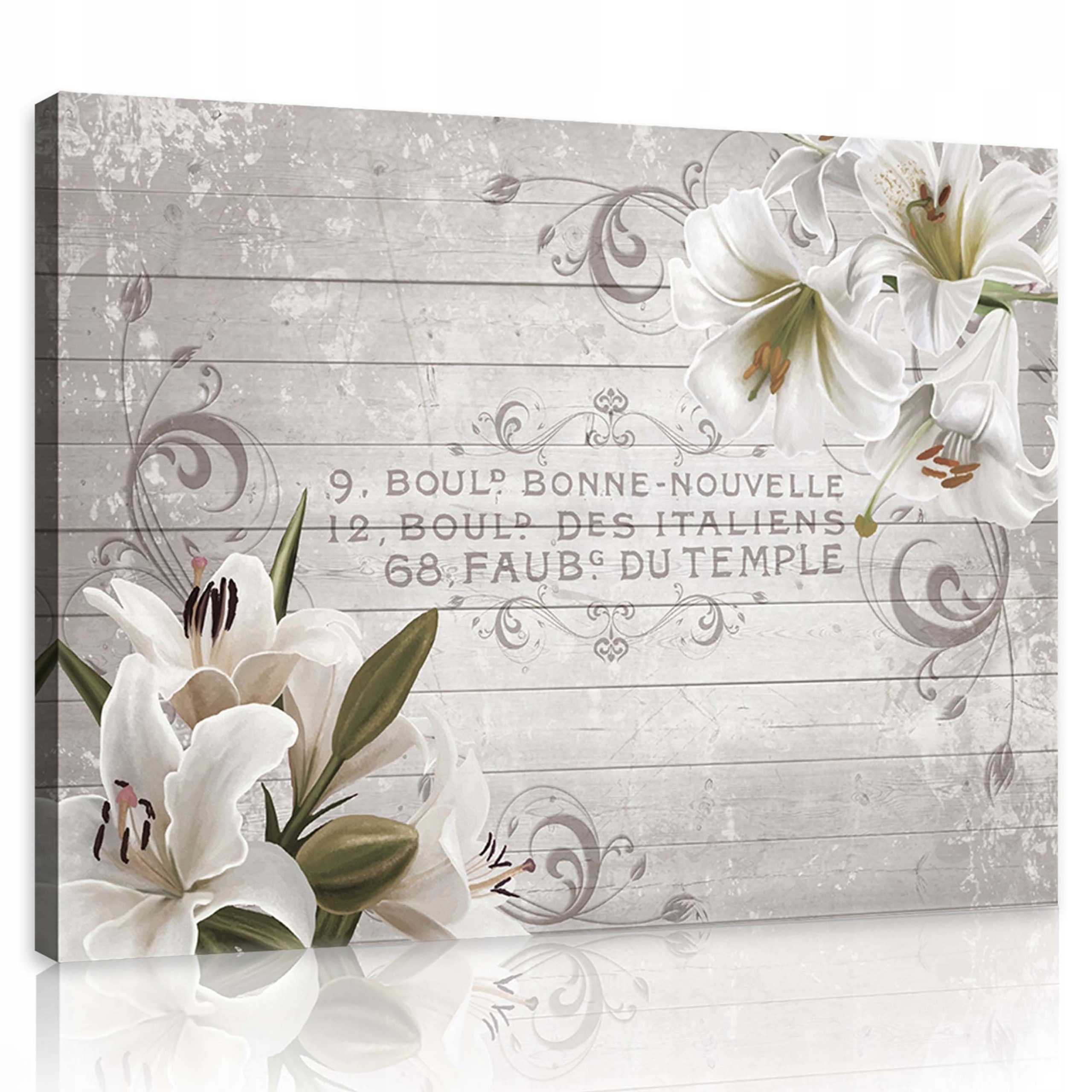 Obraz 80x60 Lilie v provensálském stylu Jemnost a kouzlo dřeva