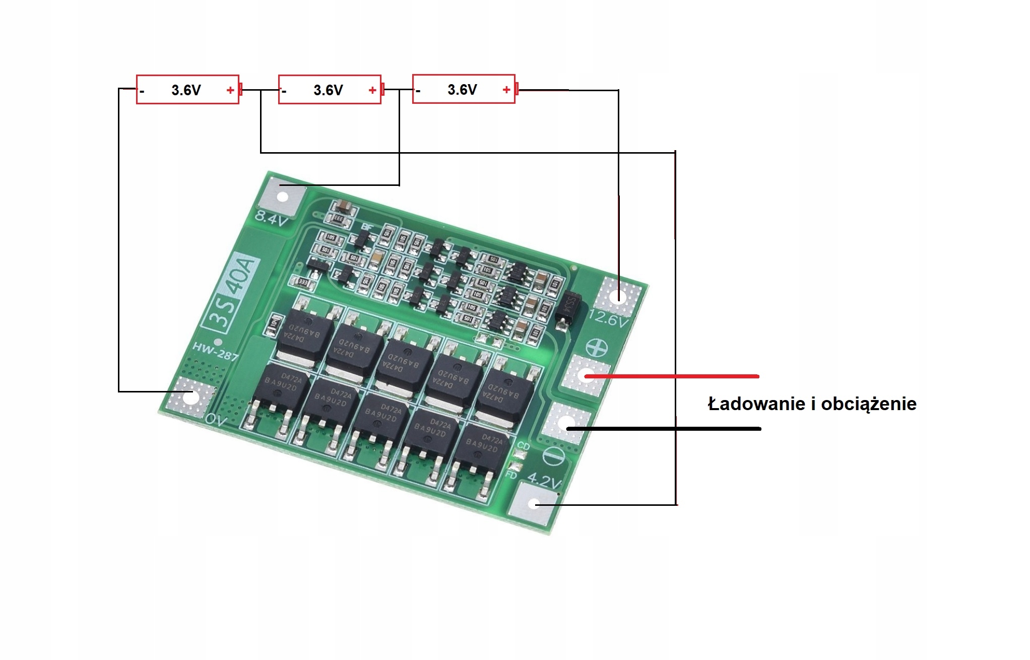 Balanser BMS Li-Ion 3.6V 3S 40A Producent PAFT