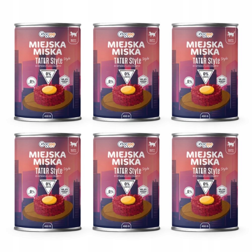 Levně Gaczoo Městská bezobilná miska krmivo mokré pro kočky Hovězí tatarák 400 g