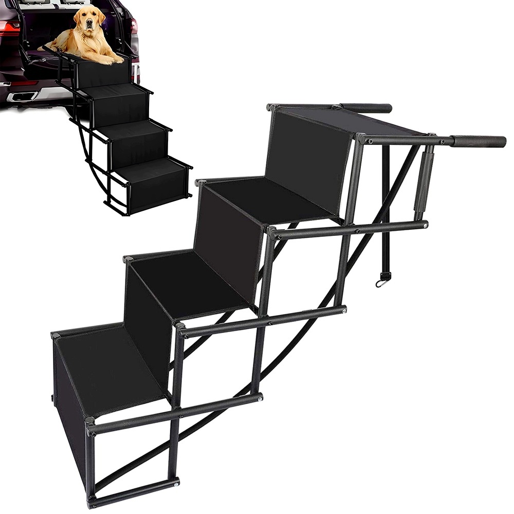 Rampa schody pro psa 4 Stupně Skládací Pro Jeep Suv Černá Z Oxfordu 60KG