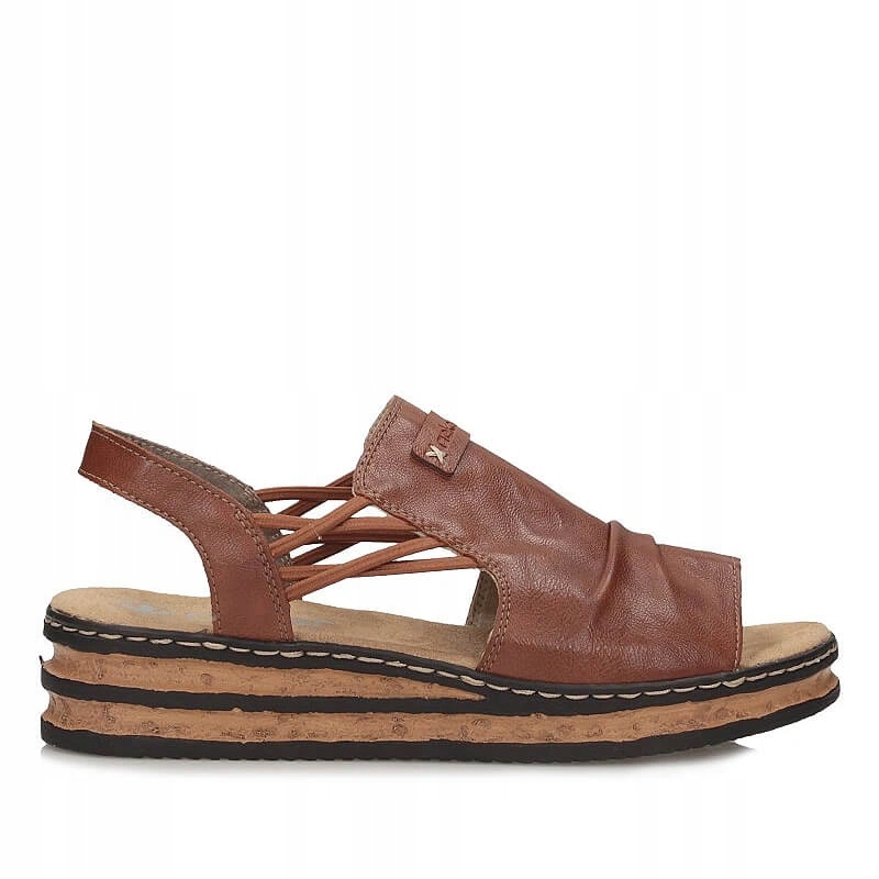Dámské sandály Rieker 62962-22 hnědé nazouvací na platformě