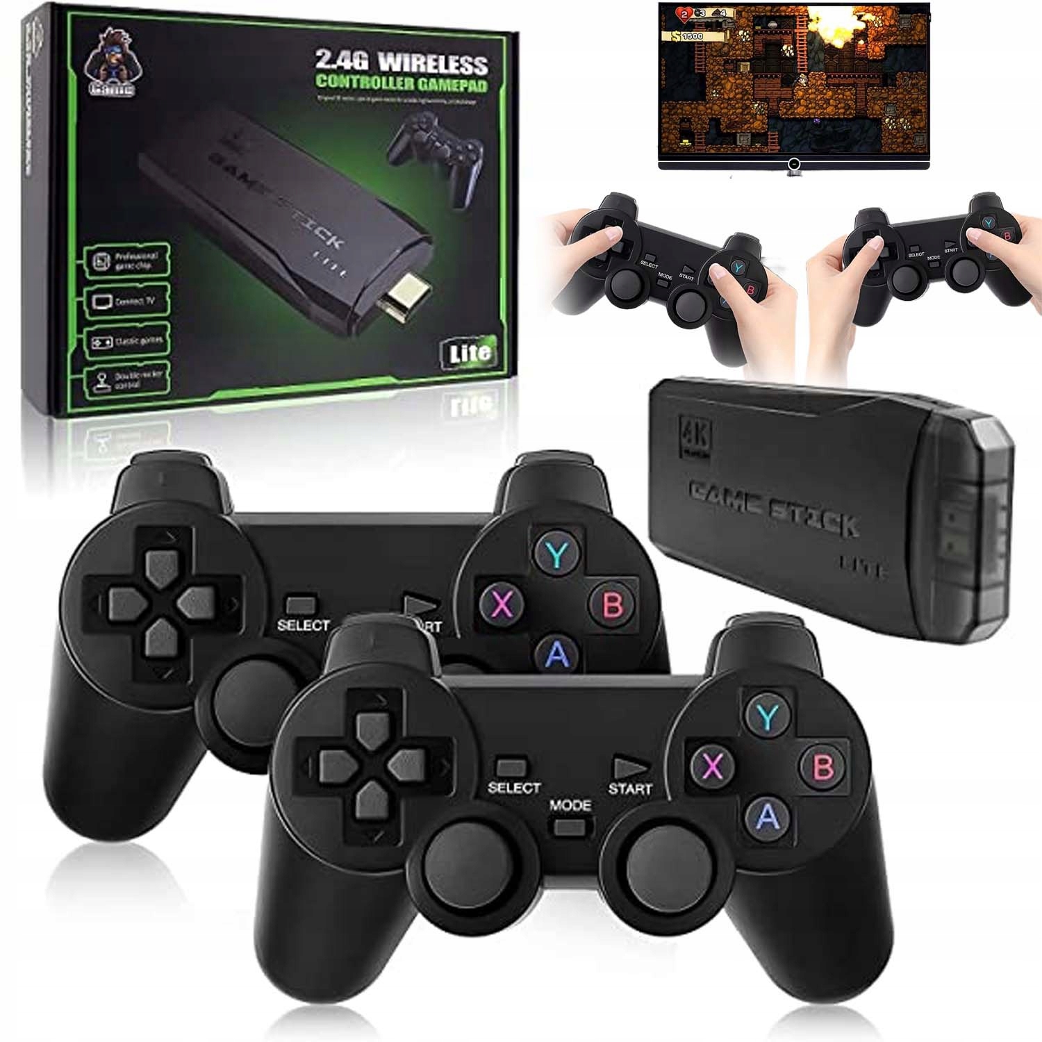 Konsola Retro Gra Telewizyjna 4K Bezprzewodowa Zestaw Z 2SZT Kontroler Gier