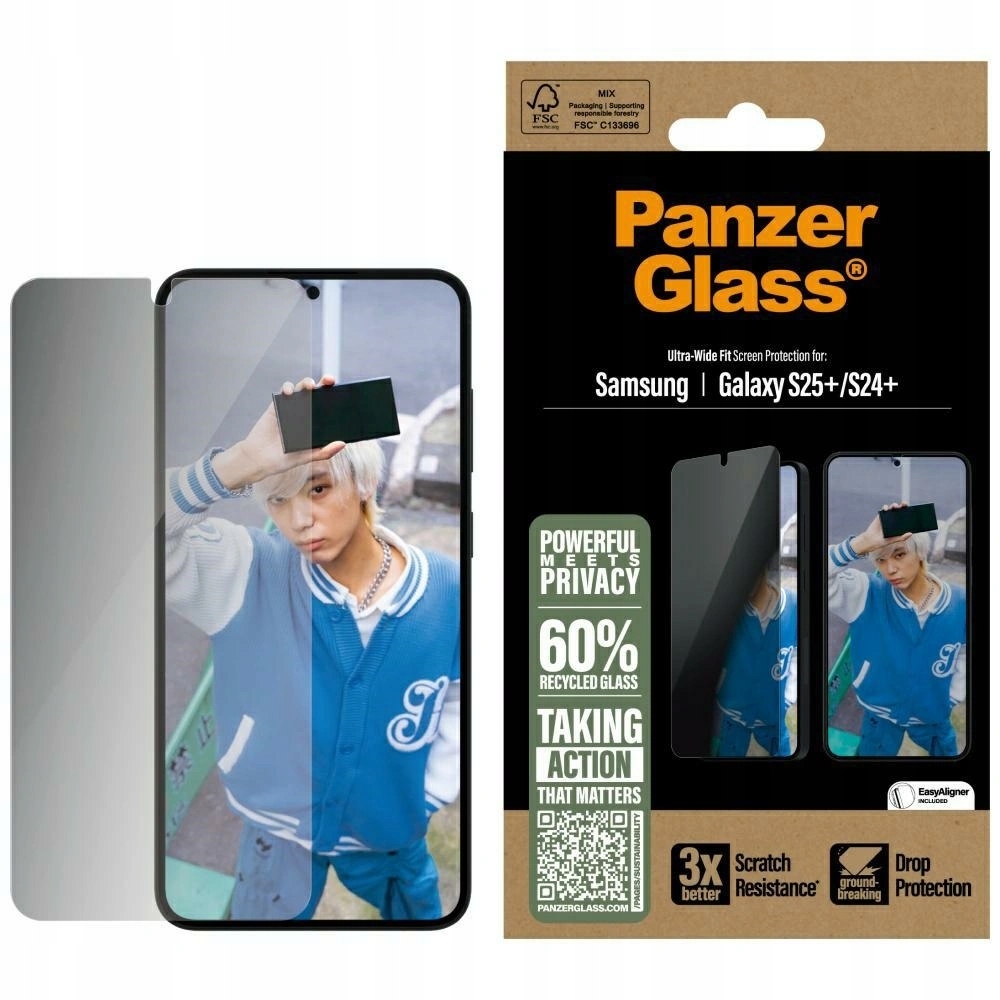 Sklo s privátním filtrem PanzerGlass Ultra-Wide Fit pro Samsung Galaxy S25+ Plus